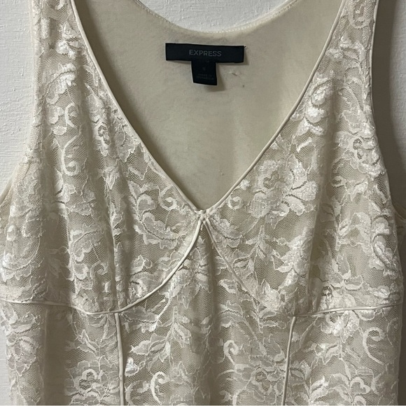 Vintage Express Y2K 90’s Babydoll Lace Sleeveless Tank Top Ivory Size Small. - Picture 3 of 8